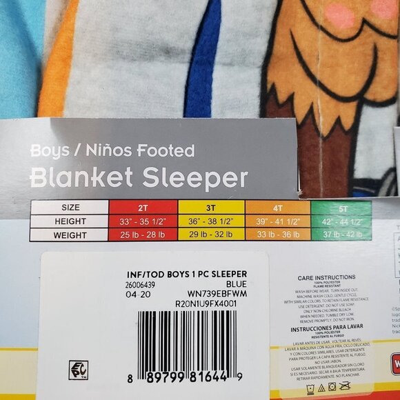 Nickelodeon Paw Patrol Blanket Sleeper Sleep & Play Boys 2T NWT Full Zip - Picture 7 of 10